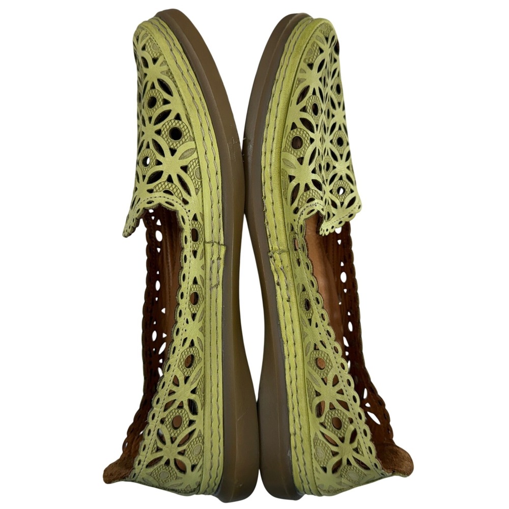 Women’s Laser-Cut Green Slip-On Flats - Picture 9 of 9